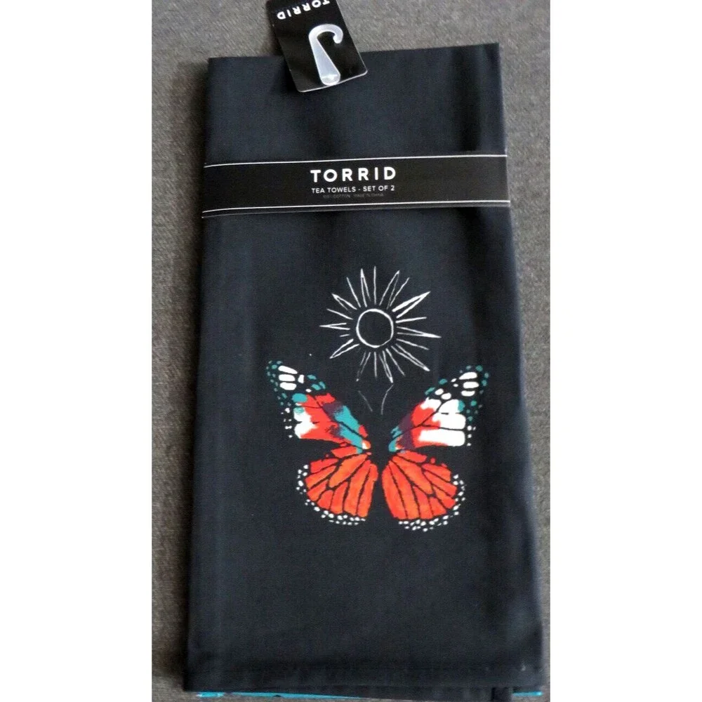 Torrid Set Of Two Cotton Tea Towels Butterfly
